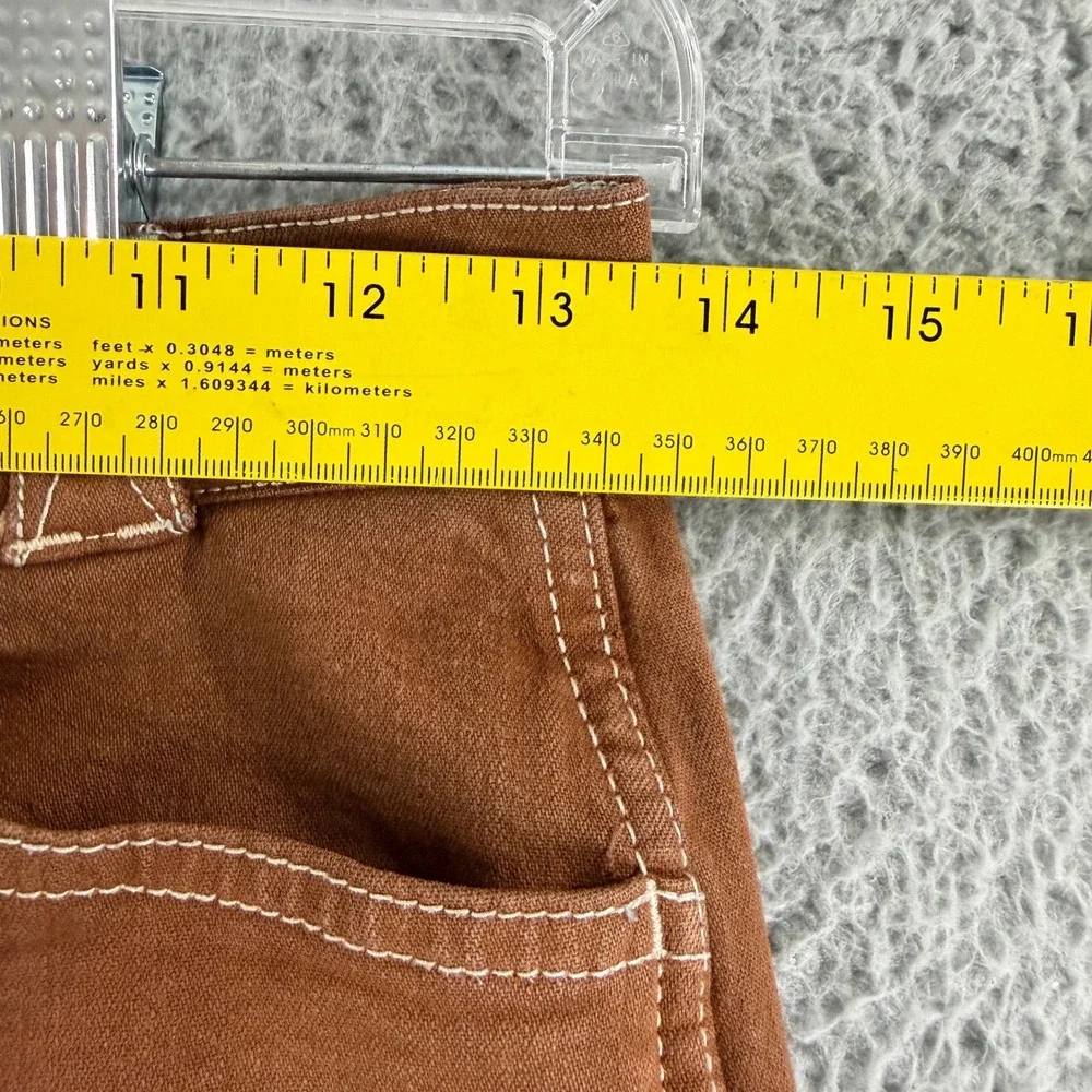 Madewell Emmett Wide-Leg Pants Women 26 Brown Contrast Stitch High Rise Crop - Picture 5 of 15